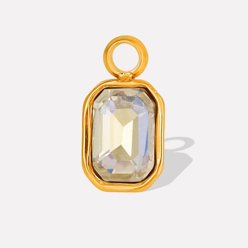 6pcs Different Color Stainless Steel Rectangle Charms For Jewelry Making Supplies Luxury Glass Stone Pendant Charm DIY Earrings