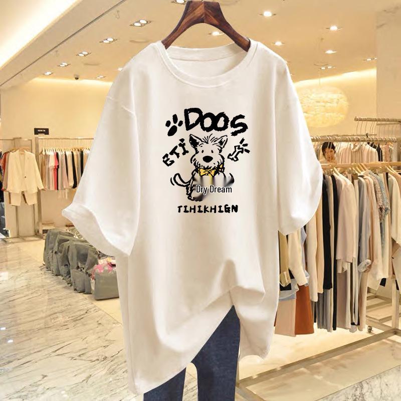 European Style Gray Oversized Cotton T-Shirt - Summer 2025 Loose Casual Cute Top