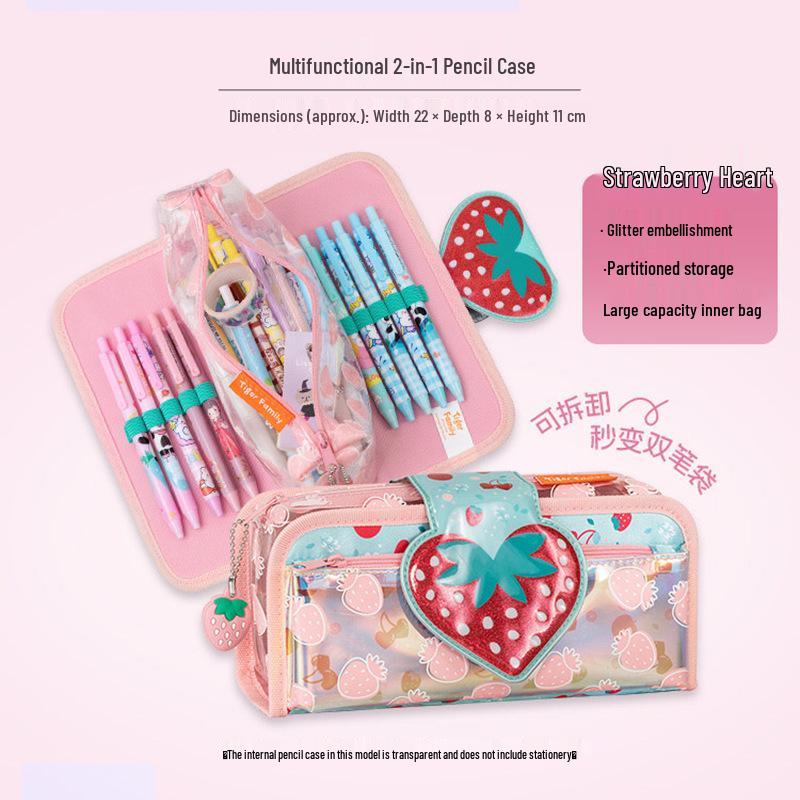 Two-in-One Kids Pencil Case with Large Capacity for Boys and Girls - School Stationery Box and Gift