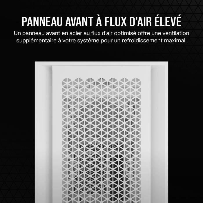 Boitier pc - corsair - 5000d core airflow - atx moyen-tour - panneau avant flux d'air optimisé - blanc - (cc-9011262-ww)