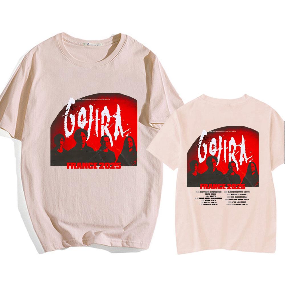 Gojira Summer 2025 Tour Tshirts Unisex Short Sleeve Cotton T-shirt Men/Women Clothes Heavy Mental Band Printing Tees