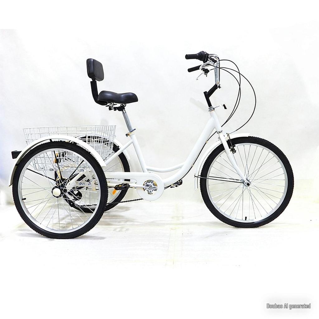7-Speed 24-Inch Elderly Tricycle with Vegetable Basket