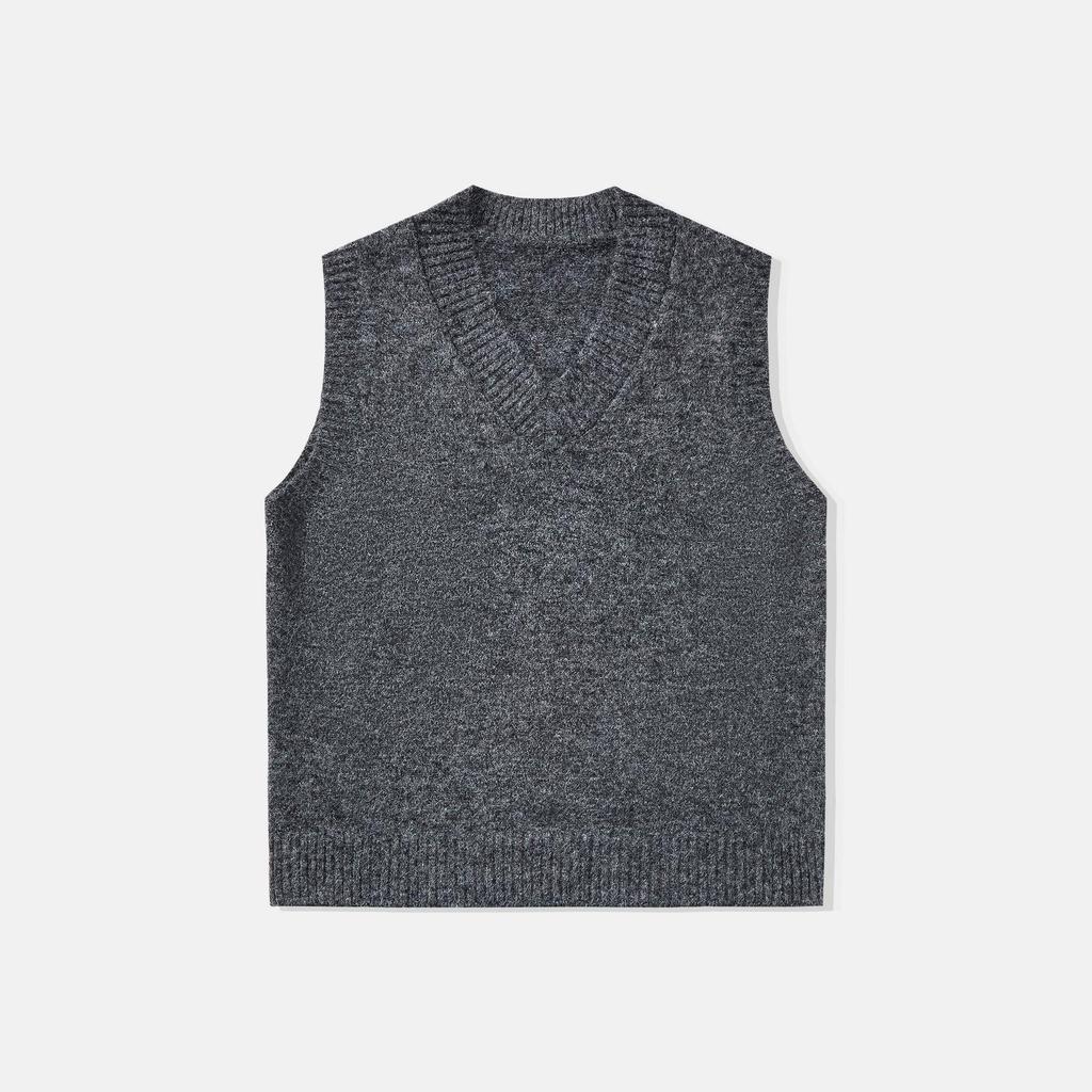 Men's Wool Blend Sleeveless V-Neck Knit Vest - Loose, Warm Base Layer for Autumn/Winter