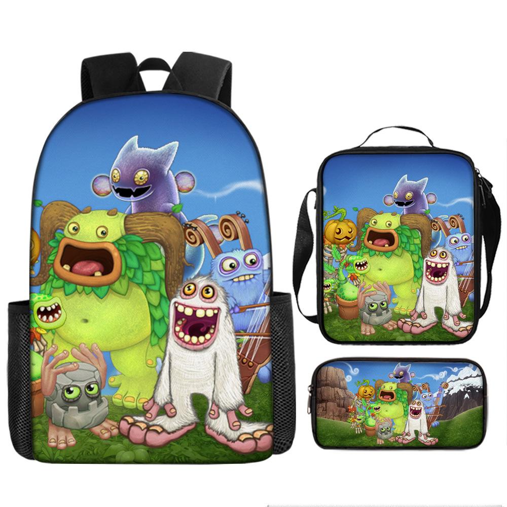Monster music cartoon animation primary school third or fourth grade light burden reduction primary and secondary school students storage bag