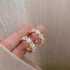 Latest Sweet Romantic Elegant White Flower Hoop Earrings | Stylish Shell Resin Delicate Pearl Flower Zircon Earrings | Trendy Versatile Jewellery