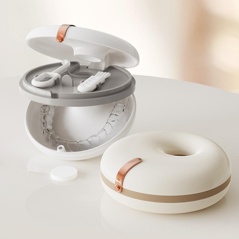 1 STÜCK Donut Zahnspangen Aufbewahrungsbox Unsichtbare Zahnspangen Dental Retainer Aufbewahrungsbox Tragbare Prothesenaufbewahrungsbox
