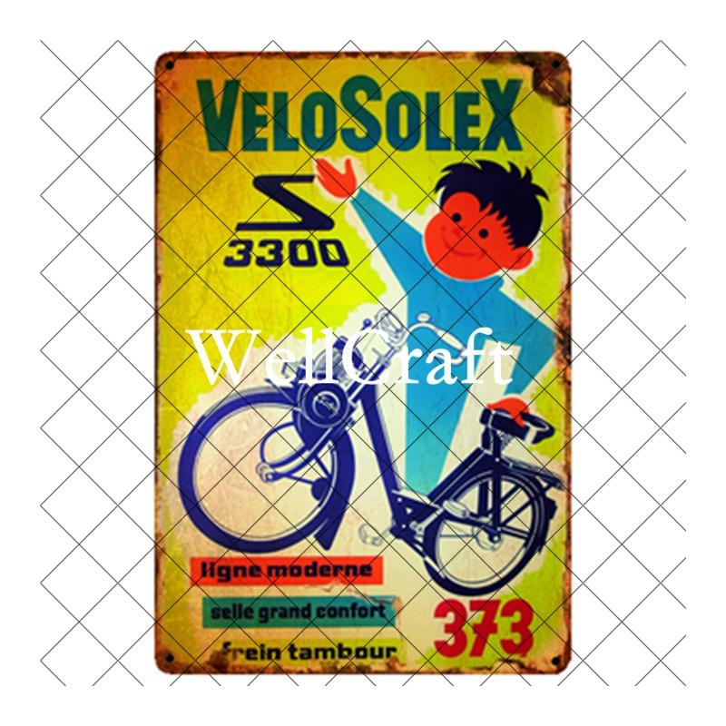 WellCraft Cartelli in Latta per Biciclette Velosolex Targhe Murali Retro per Bici Decorazione Pub WX