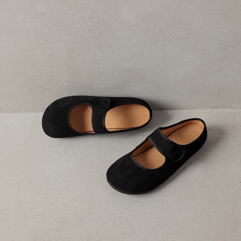 Krazing Pot Cow Suede Nubuck Spring Autumn Winter Flats Slip on Mules Women Keep Warm Fashion Girls Casual Shoes