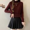 Large size belly cover half turtleneck sweater bottoming shirt women's 1011 autumn and winter new fat MM hollow thin top