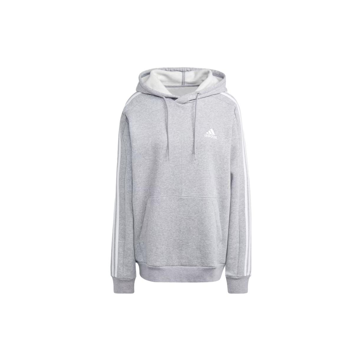 adidas Essentials Men s 3-Stripes Fleece Hoodie Medium Grey Heather Men IJ6474 XXL