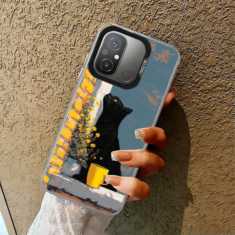 Schwarze Katze Ästhetik Muster Stoßfeste Handyhülle für Xiaomi Poco X7 X6 X5 X3 Pro F7 Ultra M8 Redmi 15C 15 14C 13C 12C 10C 13 12