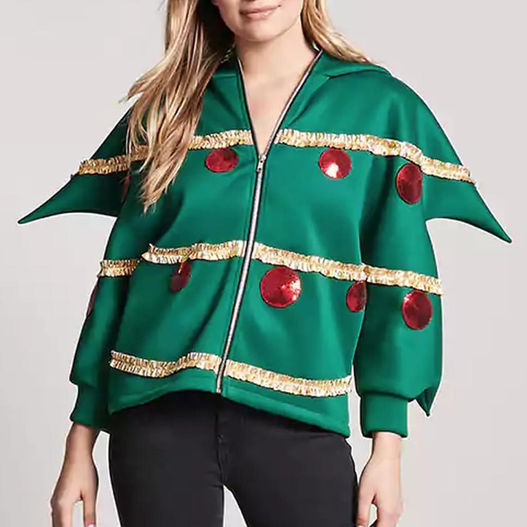 Pelerină cu glugă Pom de Crăciun pentru femei Costum cosplay pentru adulți