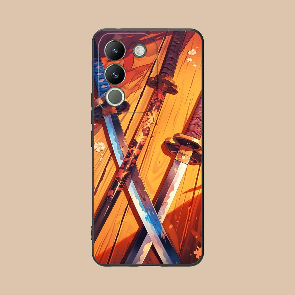 Katana Samurai Ronin Sakura Phone Case for VIVO V60 V50 V40 V30 V29 V27 V25 V23 Pro Lite 5G Colorful Printing Cover Pretty Cover