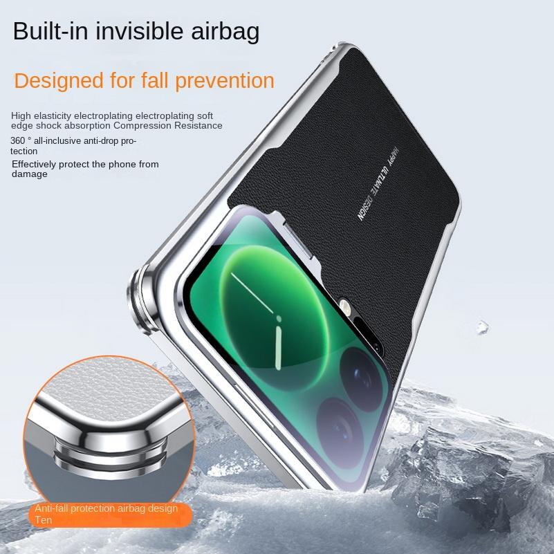 Plain Leather Glass Lens Holder Case For Xiaomi 17 Pro Max 17 Pro Mi 17 Pro 15 Ultra 15s Pro 14 Pro Four Corners Anti-drop Cover