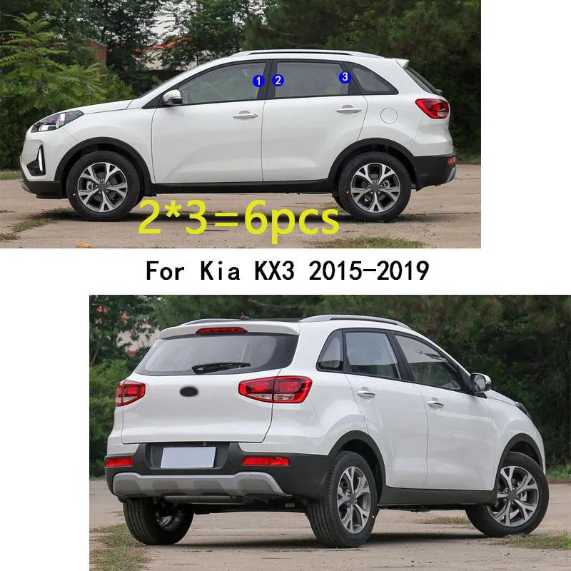 Car TPU/Glossy Mirror Pillar Post Cover Door Trim Window Molding Stickers Accessories 6pcs For Kia KX3 2015 2016 2017 2018