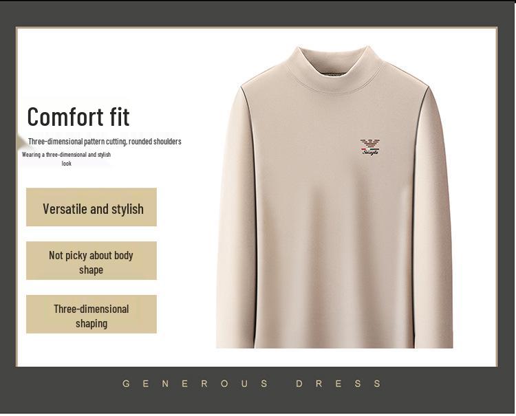 2025 Men's Silk-Wool Velvet Base Layer Sweatshirt: New Style, Half-High Collar, Thickened Inner Wear