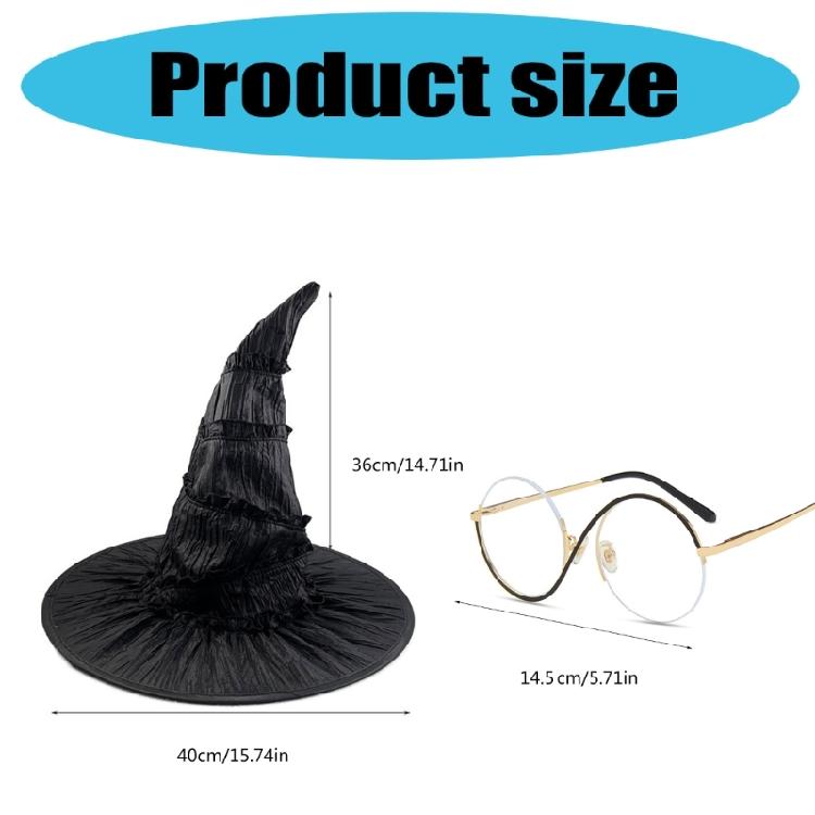 Wickeds Witch Costume Accessories Elphaba Cosplay Glasses Wickeds Elphaba Hat Halloween Cosplay Costumes for Adults
