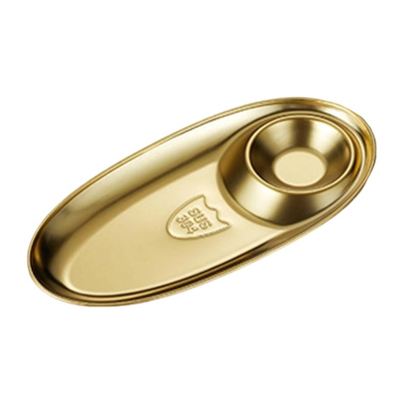 Elegant Gold Tone 304 Nonrust Steel Appetizer Dish Large Capacity Rusts Resistant For Gatherings And Restaurants