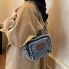 Klasická džínová ležérní malá taška přes rameno s více kapsami a nastavitelnými ramenními popruhy, peněženka na nulu, jednobarevná zábavná crossbody taška
