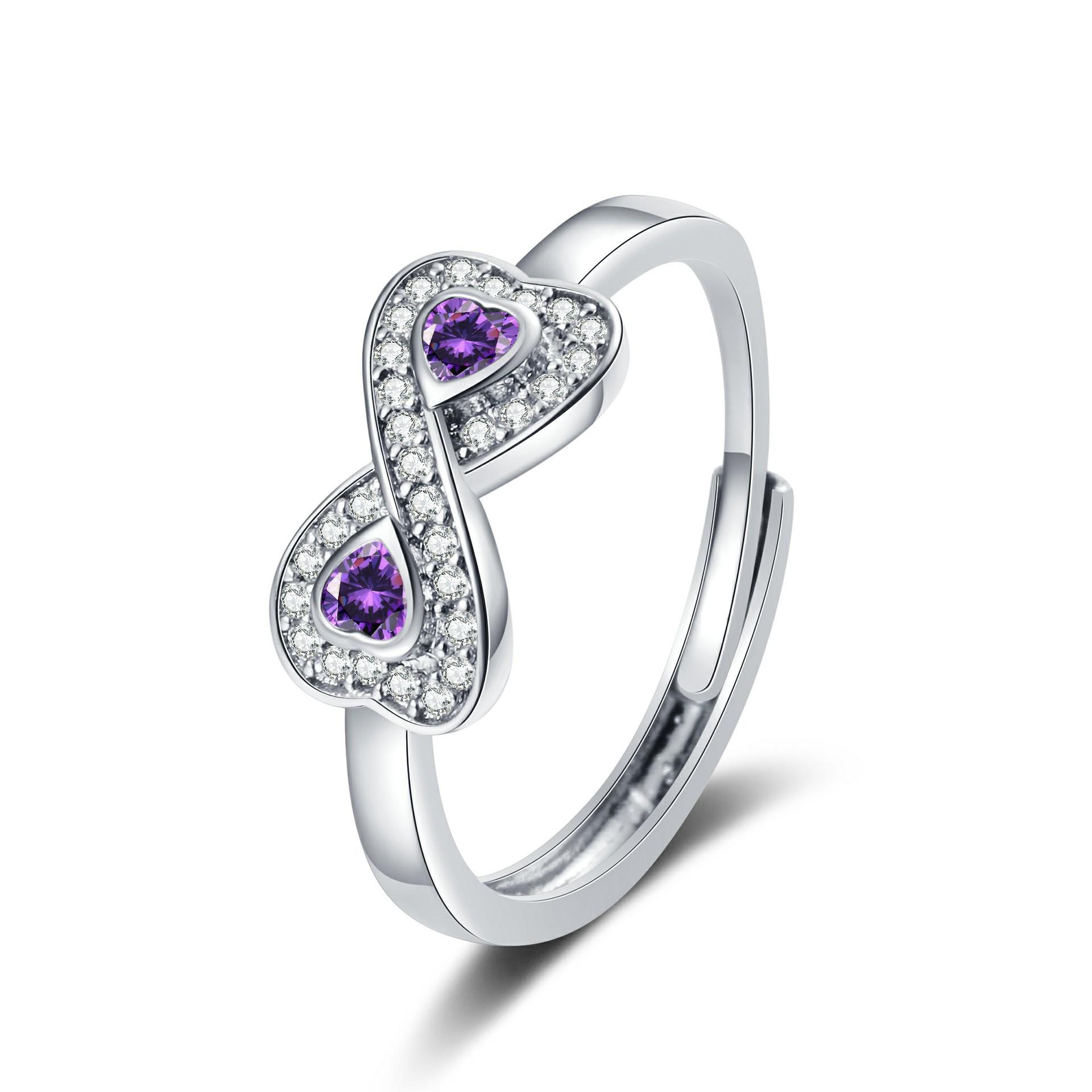 

Модное кольцо «Бесконечное сердце» с бриллиантовой инкрустацией и кубическим цирконием для женщин - Универсальное кольцо на указательный палец в европейском и американском стиле Adjustable платиновый