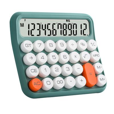12 Digit Calculator Large LCD Display Big Button Standard Mechanical Switch Calculator for Office School Home Olive