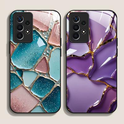 Luxus Marmorstruktur Muster Gehärtetes Glas Handyhülle für Samsung Galaxy S25 Ultra S24 S23 Plus S22 S21 S20 FE A56 A55 Hülle