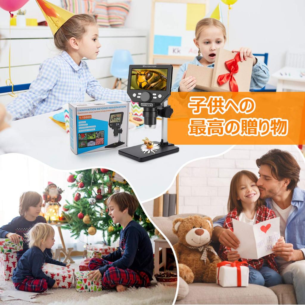 Koolertron Digital USB Microscope, 4.3-inch LCD Microscope, 8MP 1-1000X Magnification, Handheld Camera with Video Recorder, Rechargeable, 8 LED