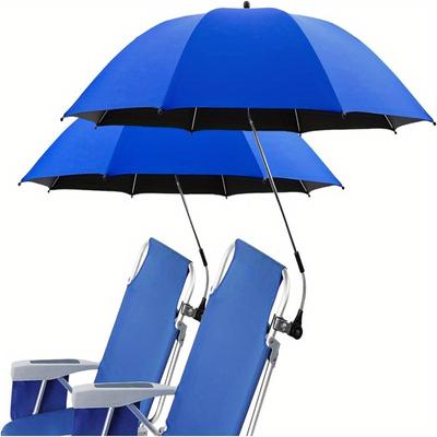 1-teiliger Strandschirm mit Universalklemme, UPF 50+, 360° verstellbarer Strandschirm, tragbarer Outdoor-Regenschirm