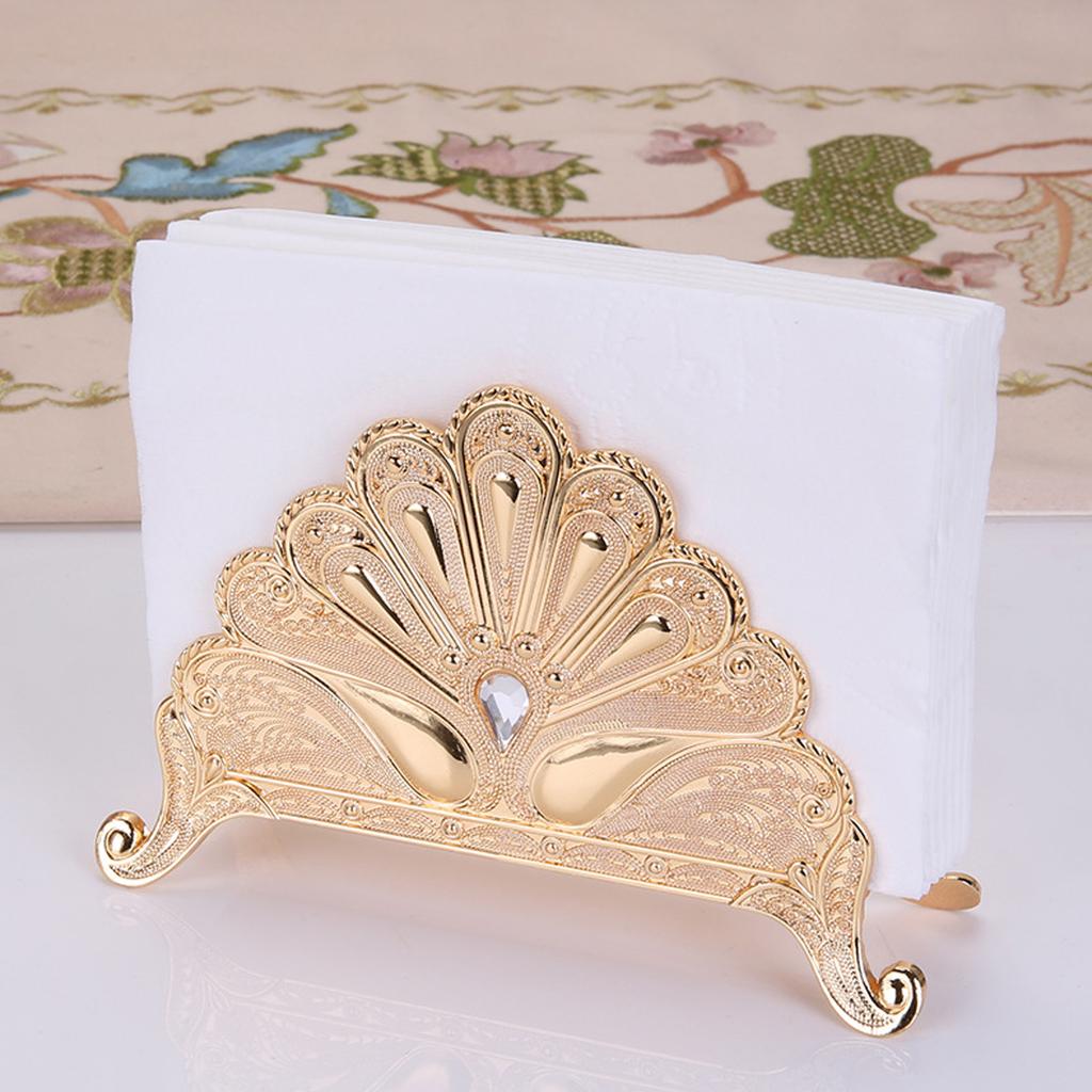 Napkin Holder Classical Metal Peacock Embossed European   Table Tissue Holder Tabletop Freestanding Tissue Dispenser
