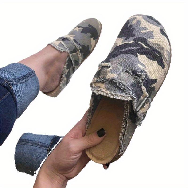 2025 Spring and Autumn New Large Size Slippers Female Leopard Print Baotou Half Support Lazy Shoes Soybean Shoes Female