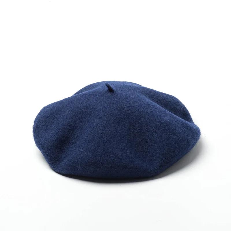 

Big Size Wool Beret Women Men fashionable autumn and wintere Berets Warm Unisex French Style Winter Hat Female Painter Cap L 58-60cm темно-синього кольору