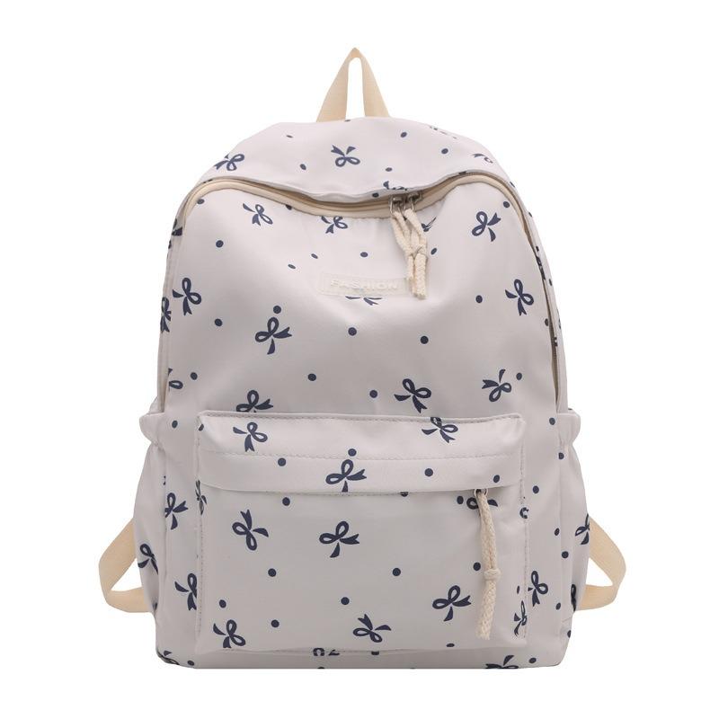 Bow Backpack Cute Girl College Style School Bag Light Going Out Casual Backpack Large Capacity Women's Bag