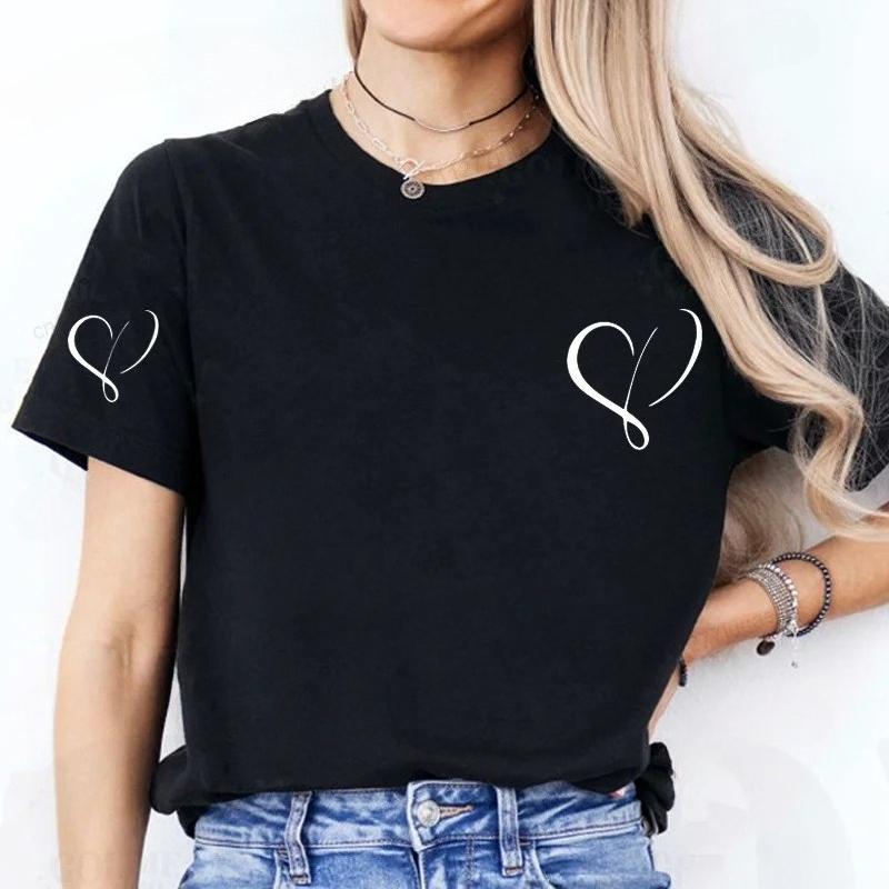Women Love Heart Design TShirts Fashion Casual Short Sleeve Tshirt Heart Personalised Graphic Tshirts RED Women T Shirts