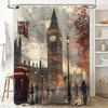 Wunderschöner Stadtlandschaft Duschvorhang mit ikonischen Londoner Wahrzeichen wie Big Ben Hochauflösender Druck Badezimmerdekor mit Haken