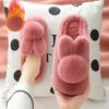 Papuci de casă de iarnă pentru femei, cu urechi de iepure de pluș, din bumbac, cu talpă groasă și moale, papuci de casă plate pentru interior, pantofi de casă antiderapanți pentru bărbați și femei