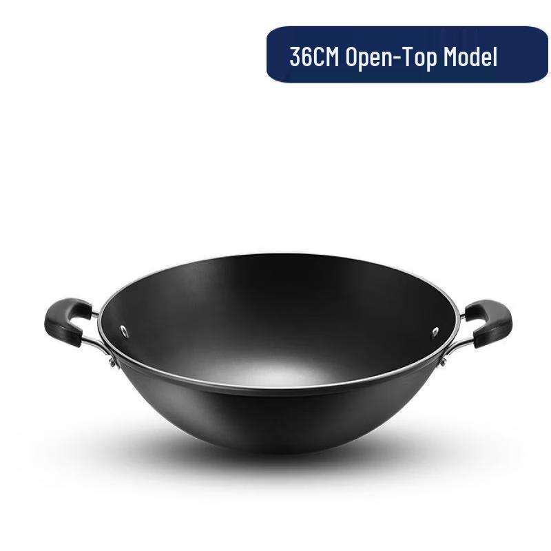 ZISIZ 36cm Wrought Iron Double-Handle Wok