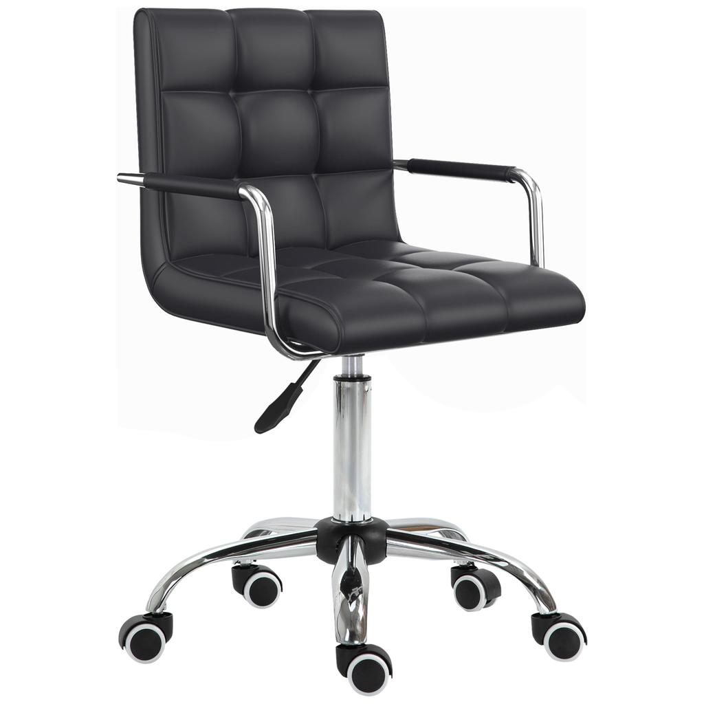 Office Chair in Retro Design, Height-Adjustable, 5 Casters, 52.5 cm x 54 cm x 99 cm, Black