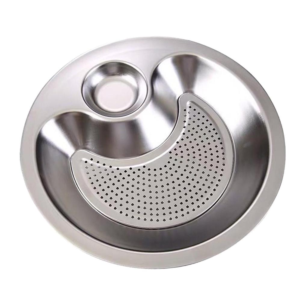 Dumpling Plate Stainless Steel Divided Platter Dinner Tray Sushi with Built in