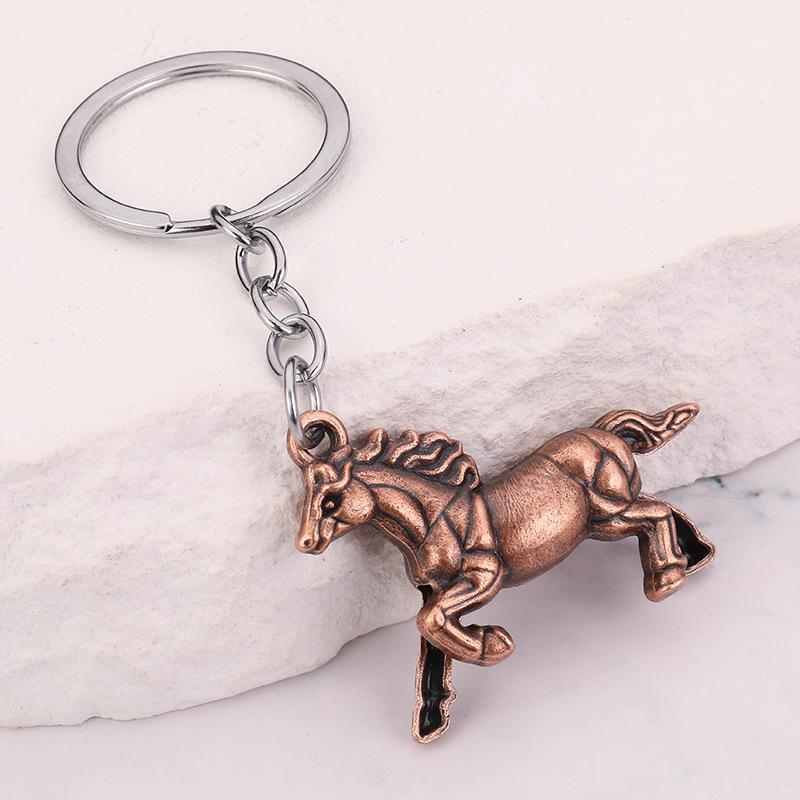 The Year Of The Horse Metal Keychain Personalized Creative Car Keyring Mascot Pony Pendant Backpack Hanging Gift