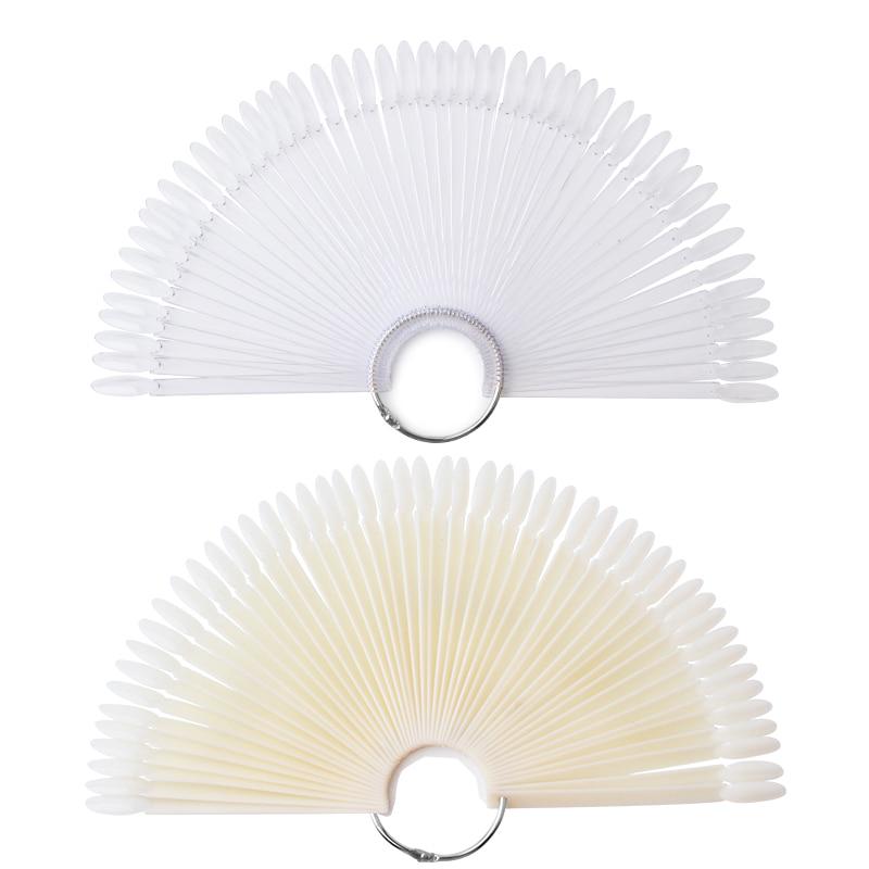 50 de bucăți Oval False Display Nail Art Fan Wheel Placă de practică Sfat Stick Pulbere de unghii Glitter Color Chart