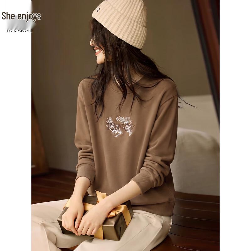 Women's Embroidered Round Neck Sweatshirt