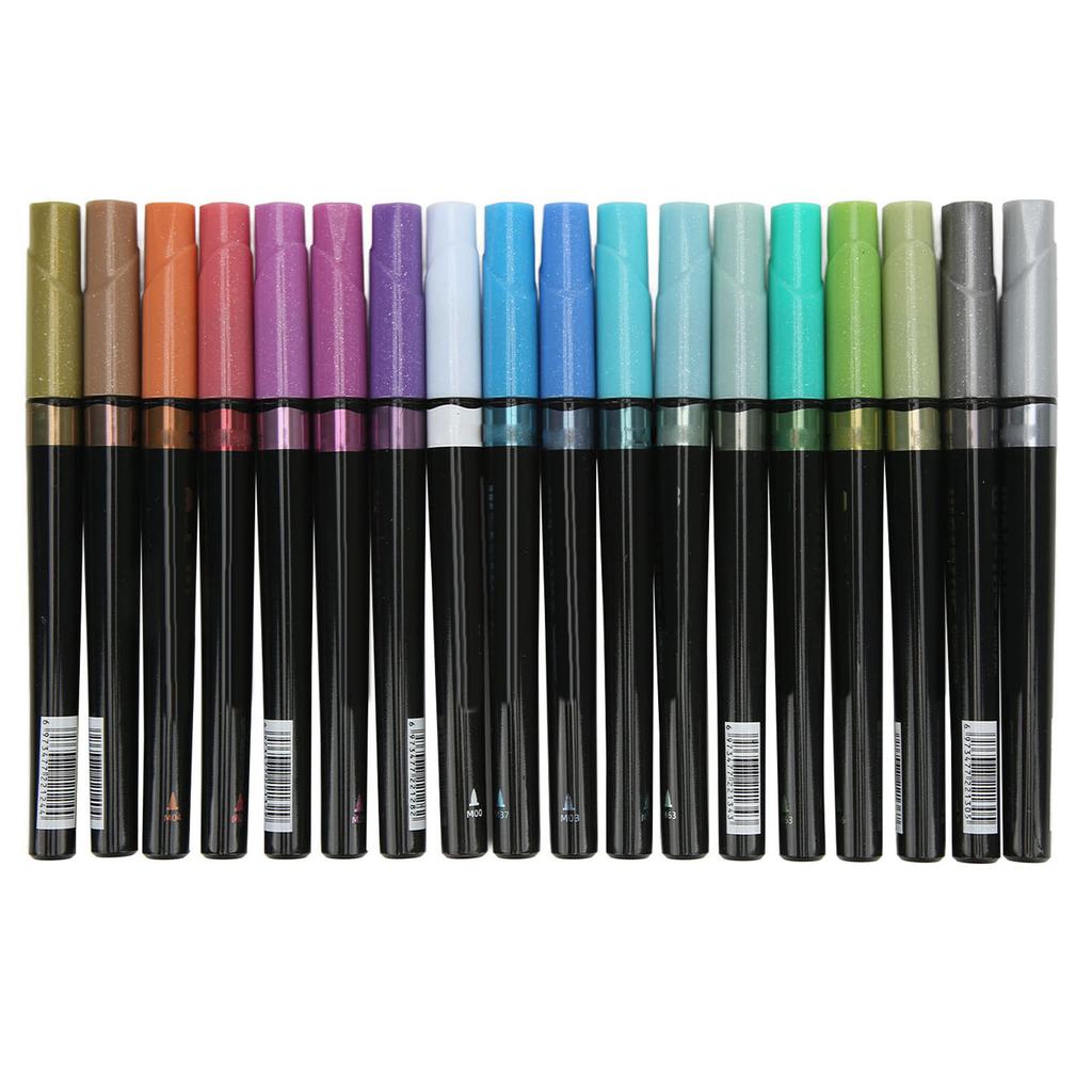 18 Farben Metallic Marker Stifte Geschmeidigeres Schreiben Geruchlos Schnelltrocknende Malstifte Set für Graffiti Malen Ausmalen