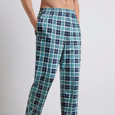 Men's Plaid Straight-Leg Leisure Pajama Pants - Comfortable, Breathable, and Versatile for Home or Outdoor Wear