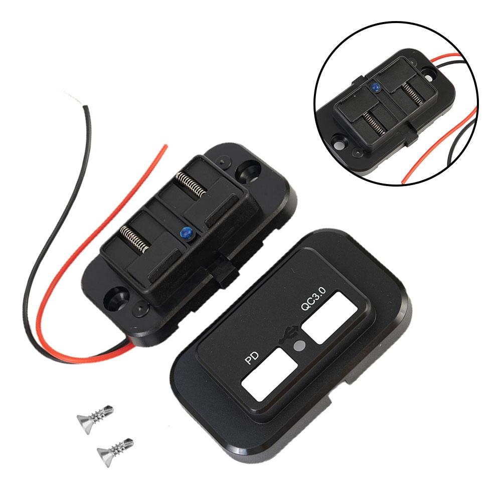 QC 3.0+PD 12V-24V LED Dual USB Car Fast Charger Socket Power Outlet Touch Switch