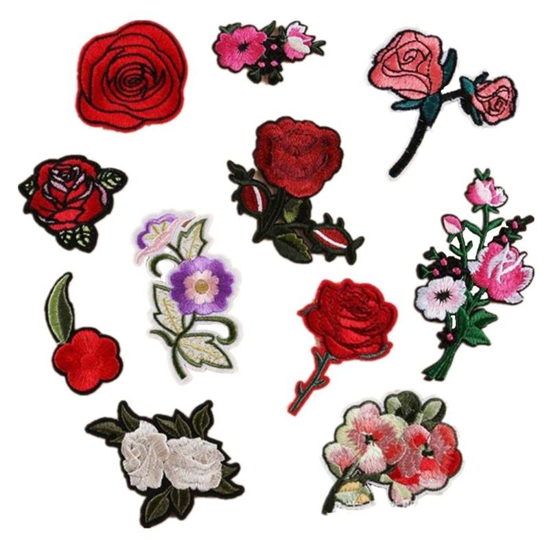 

11Pcs Flower Iron on Patches Embroidery Applique Rose Flower Embroidered Iron/Sew on Repair Patches for Clothing Jackets 1