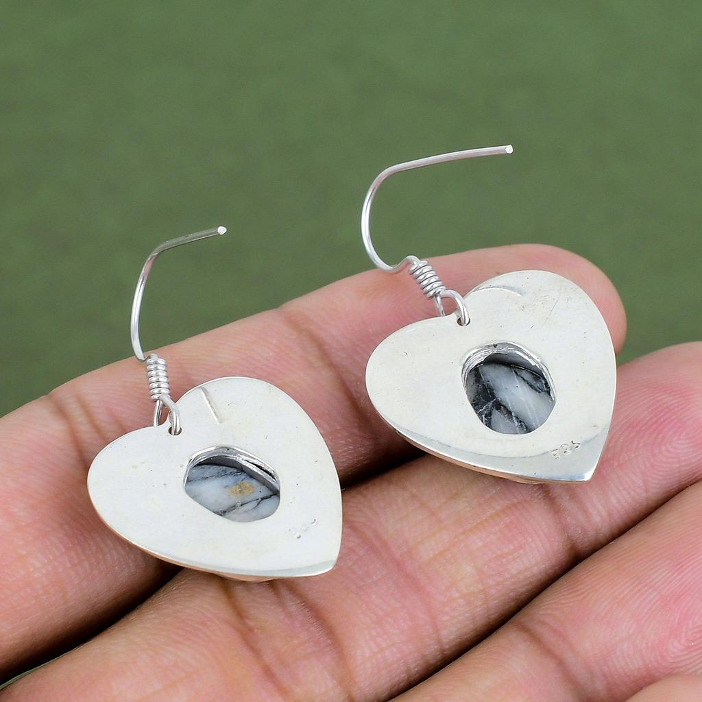 Pinolith Jasper Earring 925 Sterling Silver Earring Natural Gemstone Earrings Pinolith Jasper Jewelry Handmade Dangle Earring Gifts For Her
