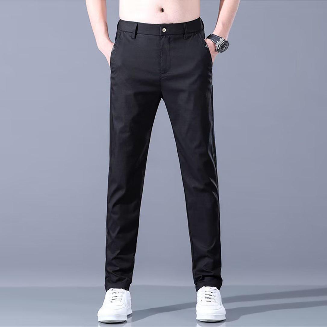 

Ice Silk Men s Summer Casual Thin Straight Pants: 2023 New Loose Fit Sports Trousers 33 чорний