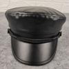 New PU leather navy hat leather flat top hat casual fashion sealing military hat big head circumference men's hat women's hat batch