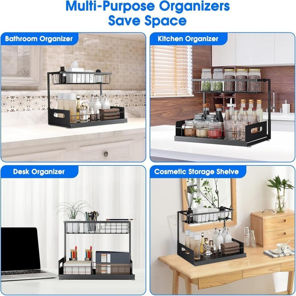 Pull Out Cabinet Organizer Multi-Purpose Storage Rack for Kitchen Counter Seasoning