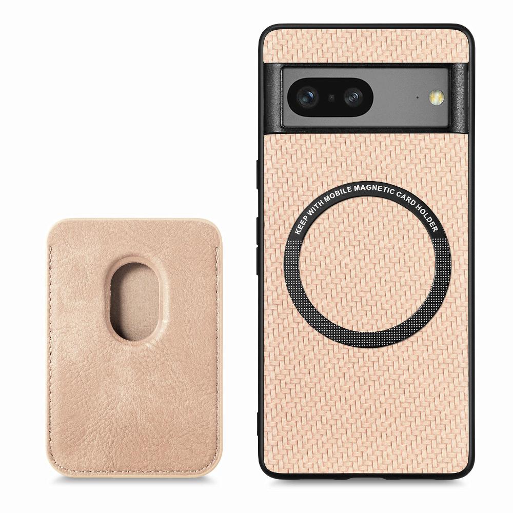 Carbon Fiber Style PU Leather for Magsafe Case for Google Pixel 10 8 9 Pro XL 8A 9A Magnetic Card Holder Cover LM2